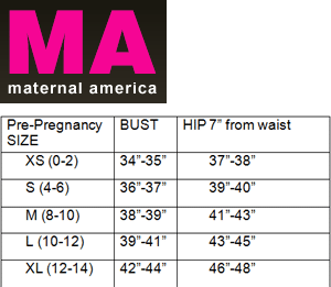 Maternity Size Chart | Motherhood 
